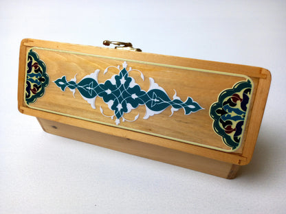Teak calligraphy box with ink bottles inside