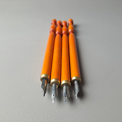 Set of metal nib fountain pens with refillable ink cartridges