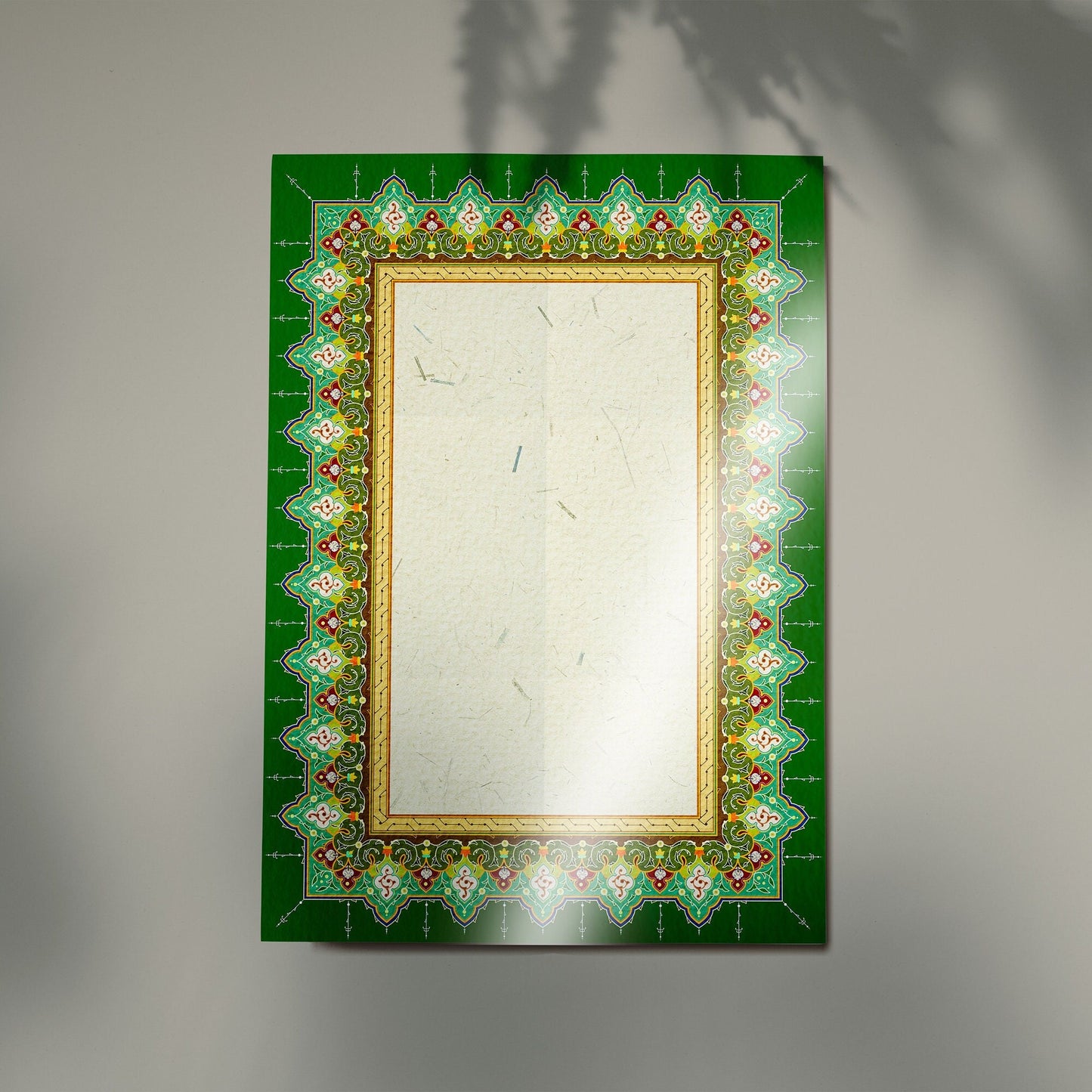 Calligraphy sample written on glossy ornament paper